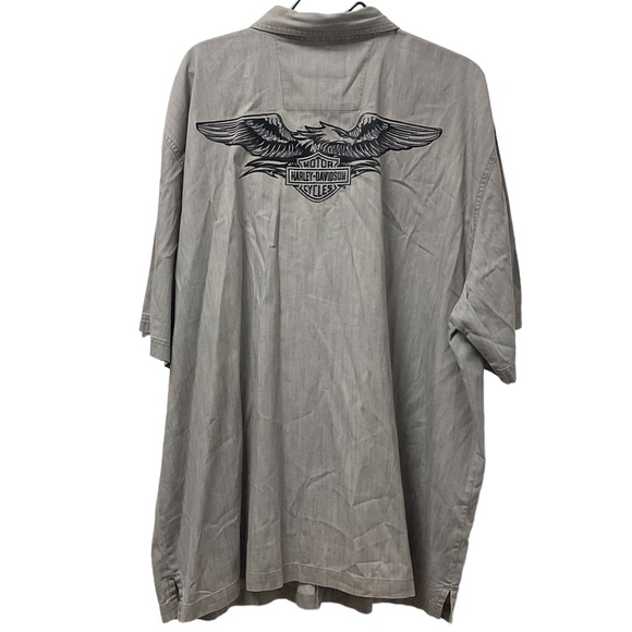🏍️🔥Harley-Davidson Sharp Harley Cycles Back Logo 100% Cotton Button Down Shirt - Picture 2 of 6